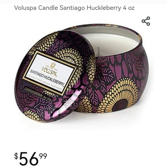 Voluspa Candle Santiago Huckleberry 4 oz - Picture 6 of 12